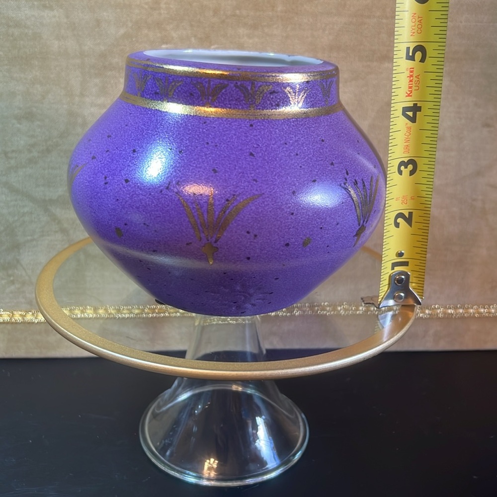 Vintage Art Deco Style Ecco Nova Medieval Monarch Porcelain Planter 4.75” Purple - Picture 7 of 8